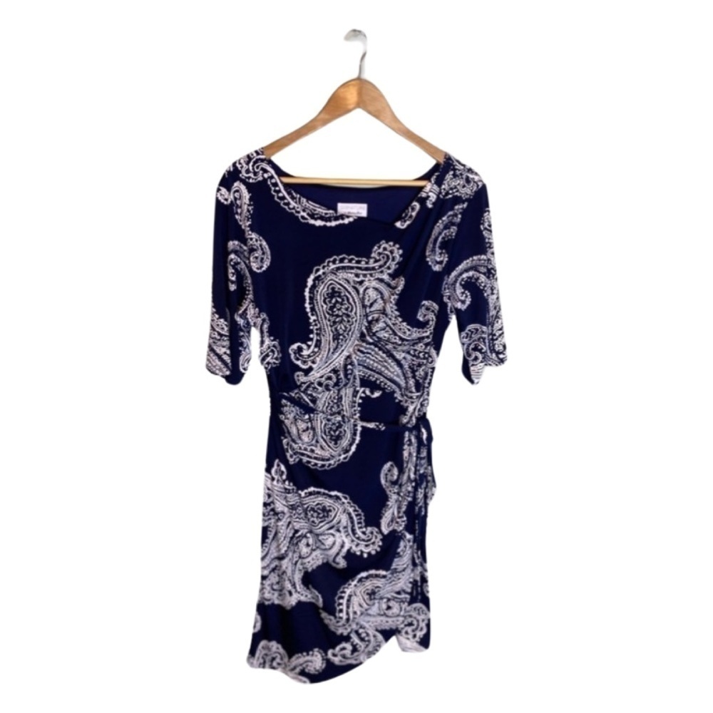 Signature by Robbie Bee Navy and White Dress with Silver Accents Size XL